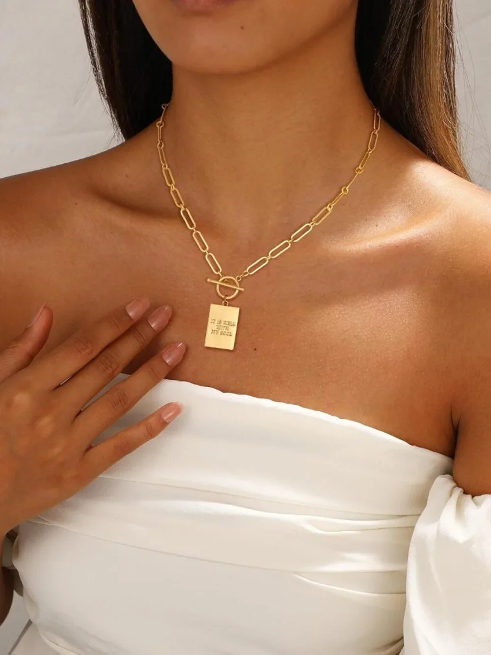 Cross Necklace for Women Trendy, Dainty 14K Gold Plated Paperclip Charm Necklace - Picture 5 of 7